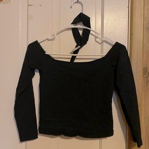 American Apparel Black Choker Off Shoulder Top